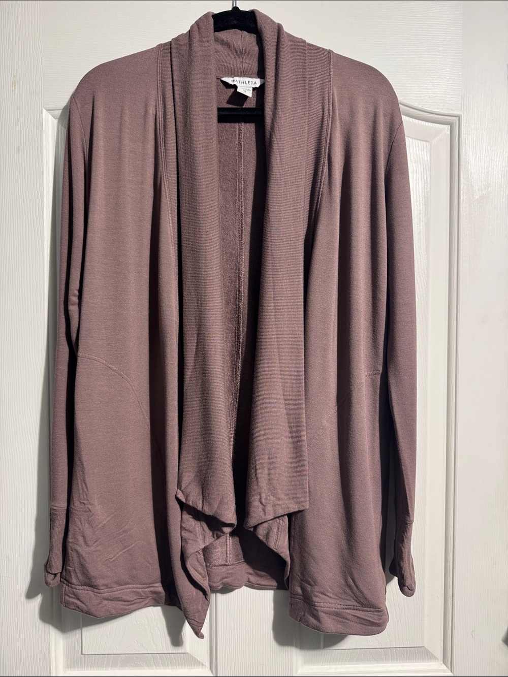 Athleta Pranayama Restore Wrap Cardigan XS Soft Mauve Open Front Loungewear Cozy